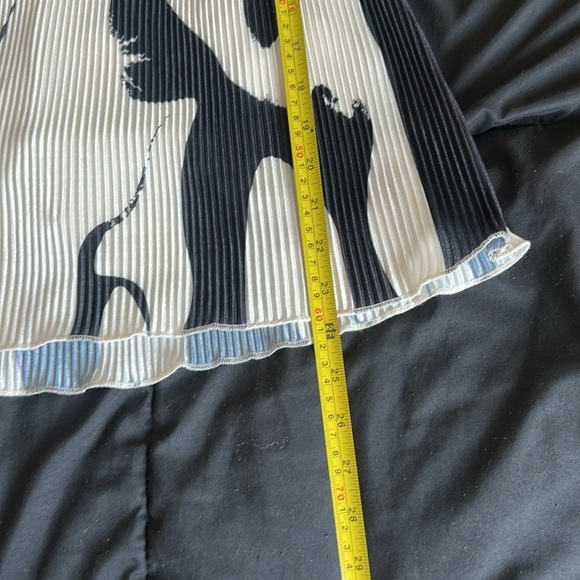 Black and Beige Pleated Mini Dress - Picture 6 of 7